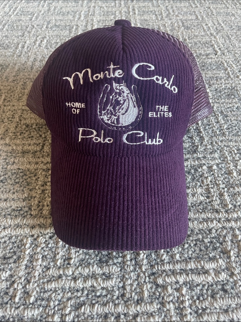 Anthropologie Purple Monte Carlo Polo Club Trucker Hat